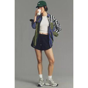 Anthropologie MAEVE Bennet Multi Check Cotton Poplin Button Down Shirt, Size XS